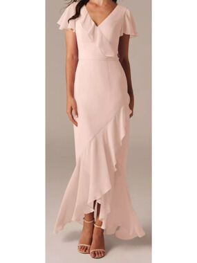 AW BRIDAL 2 XS pearl pink chiffon Celia bridesmaid formal party maxi dress 0b13